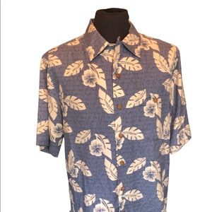 MENS MEDIUM BEYOND PARADISE TROPICAL BUTTON FRONT HAWAIIAN SHIRT